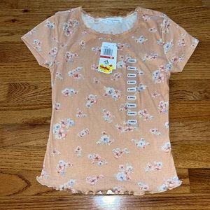 HIPPIE ROSE SHIRT XS. This is a dark tan floral color.